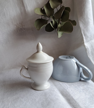 QT4598 フランス 白い クリームポット * ポア クレーム フランス