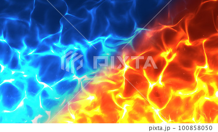 炎エフェクト素材｜赤と青の対立エネルギー背景CGのイラスト素材