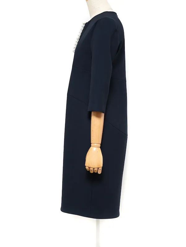 YOKO CHAN（ヨーコチャン） ロングスリーブパールドレス（ネイビー