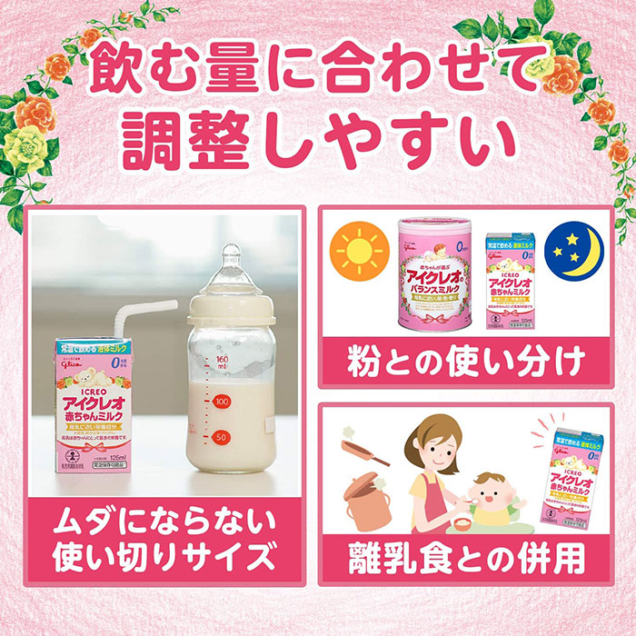 楽天市場】液体ミルク グリコ Glico アイクレオ 赤ちゃんミルク 125ml