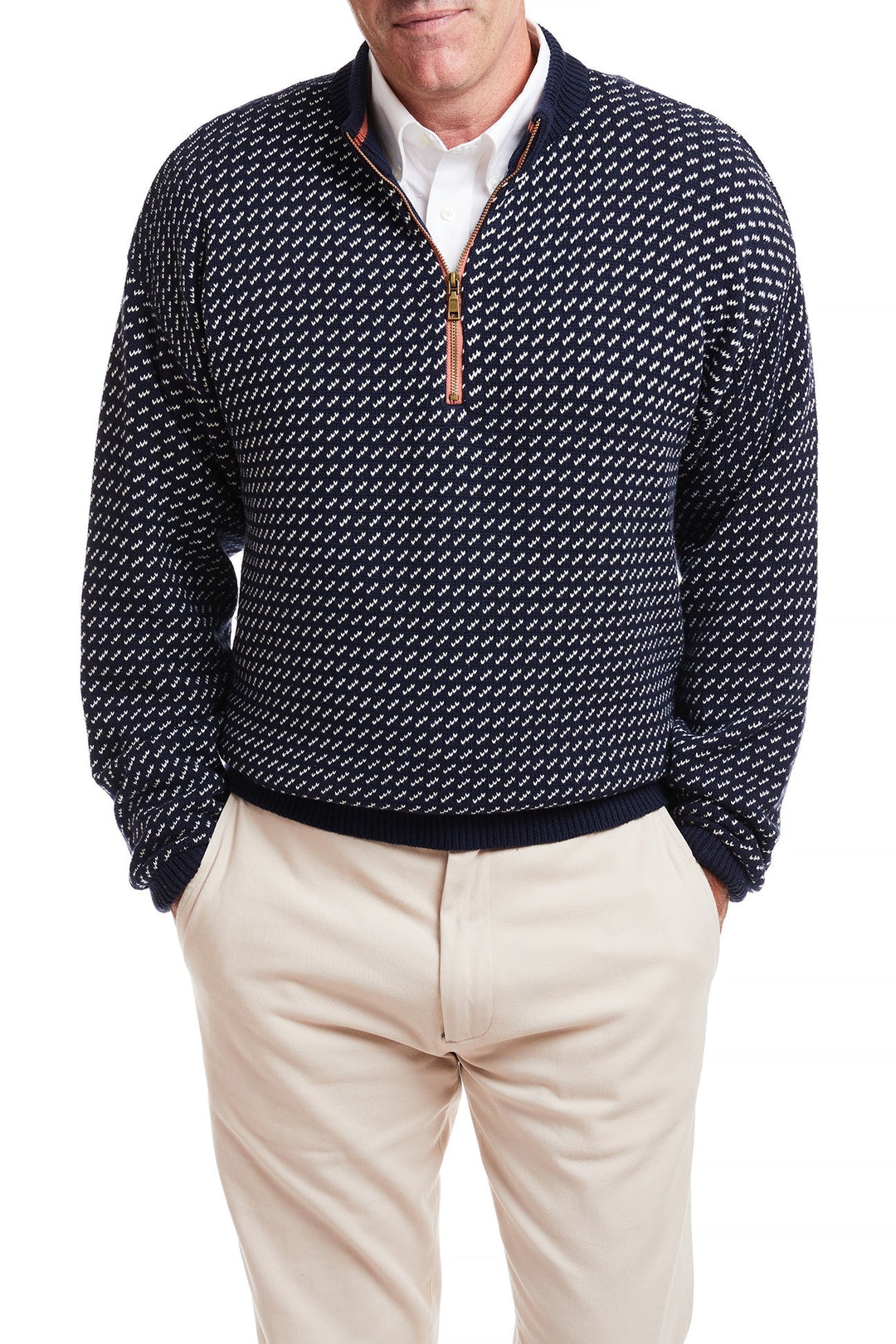 Mens Birdseye Sweater Navy 1/4 Zip – Castaway Nantucket Island