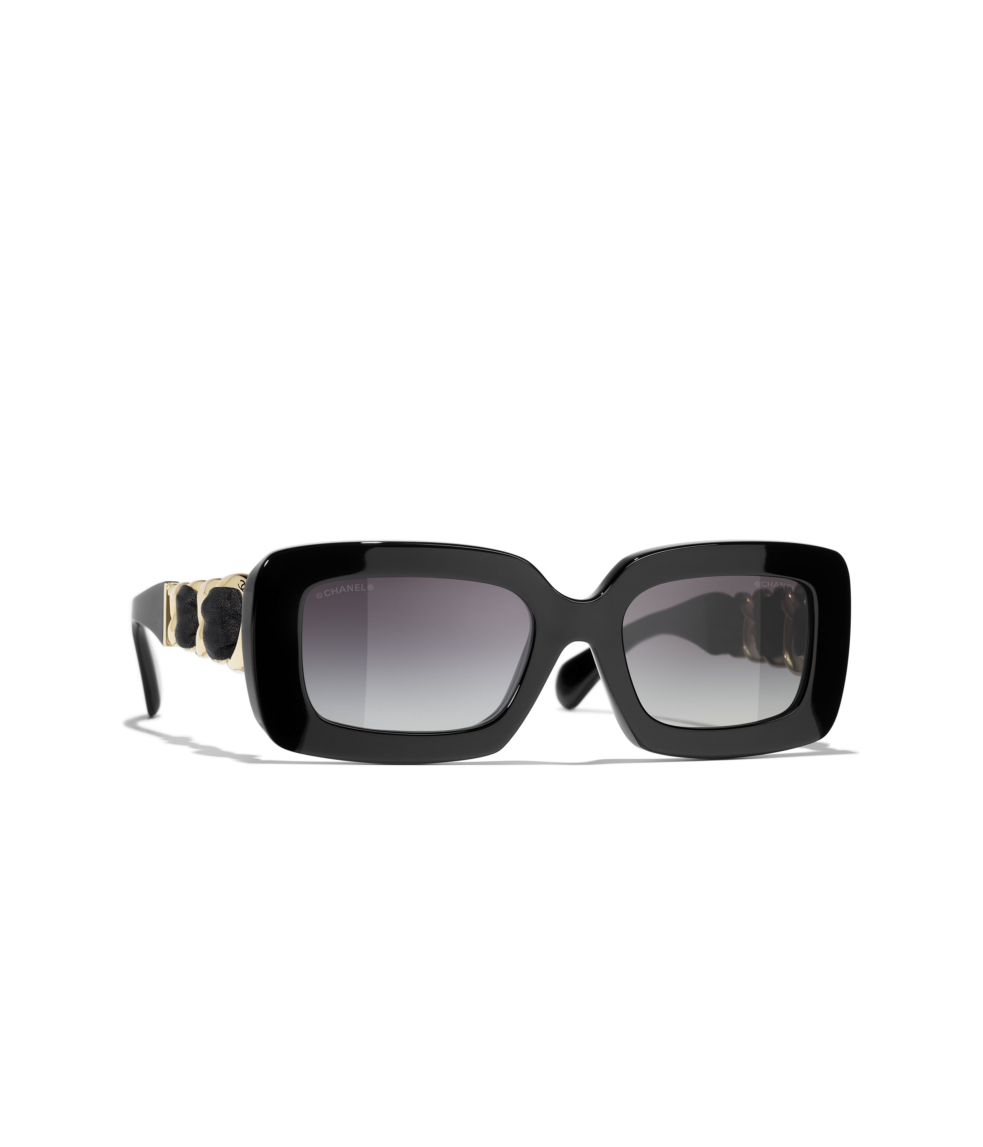 CHANEL Sunglasses: Rectangle Sunglasses, acetate, metal & silk