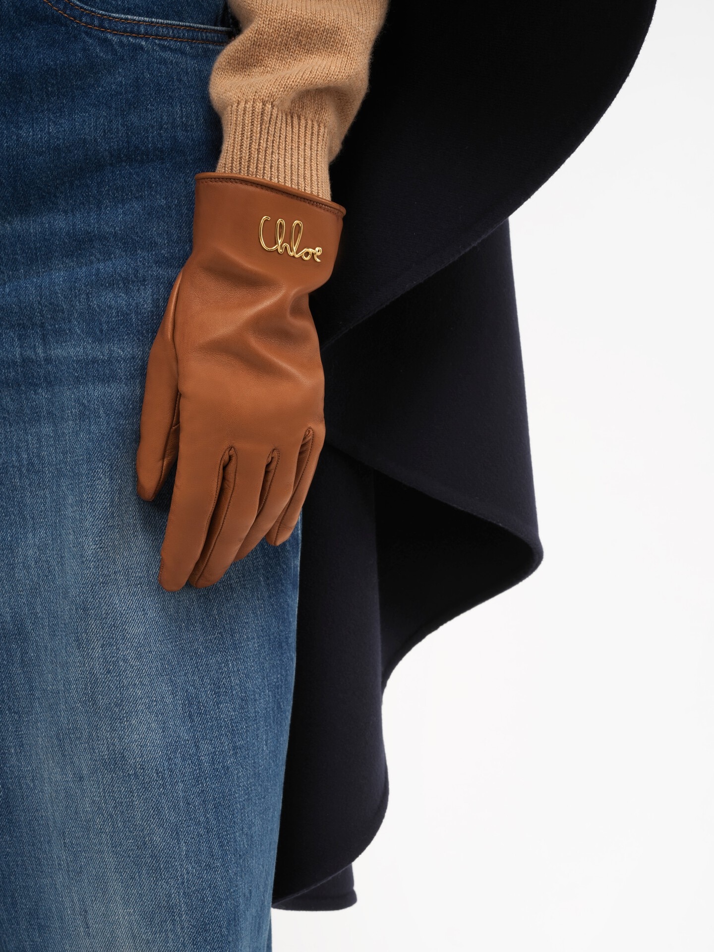 レザー製クロエ アイコニックグローブ 茶色 - Chloé
