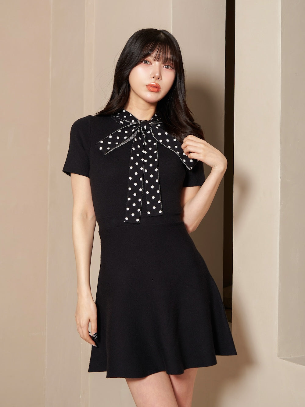 ドットボウタイフレアミニワンピース – Darich (ダーリッチ)