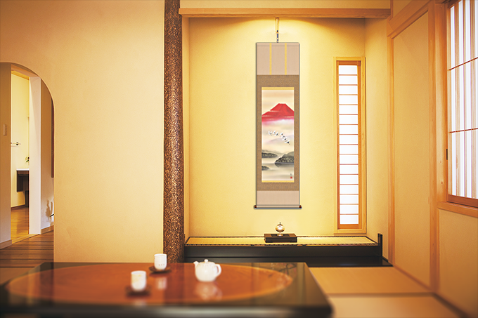 山水画 富岳塔景 江本修山 （洛友会）尺三！ 山水画 - 掛け軸（掛軸