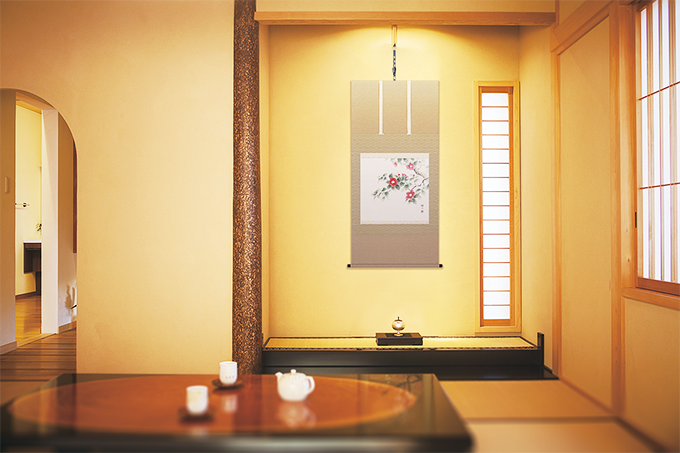 春の小京都」 川島正行 尺八横【肉筆】！ 山水画 - 掛け軸（掛軸）販売