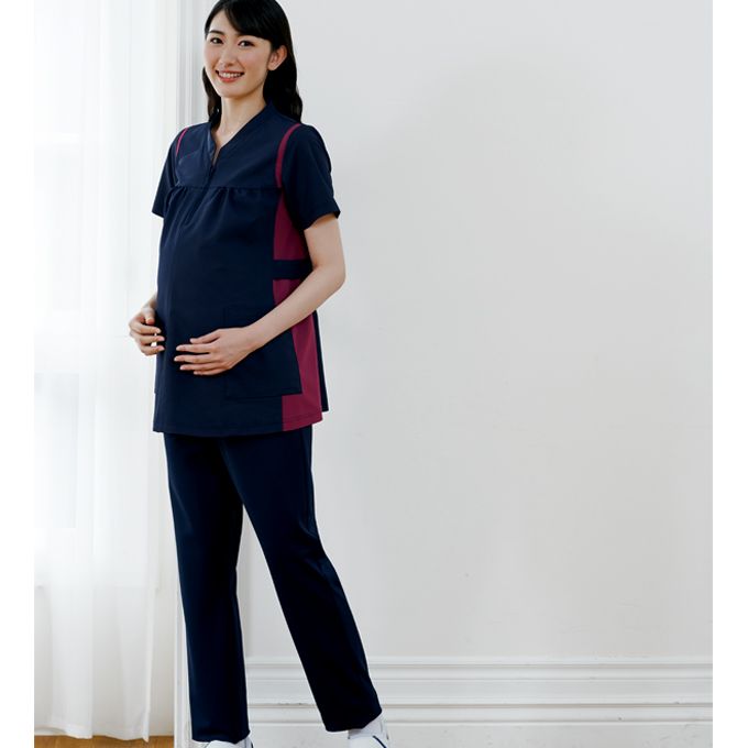 975 カゼン ナースウェア スクラブ マタニティ 女性用 半袖 プル