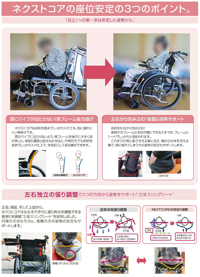 松永製作所】ネクストコア-ワイド 自走式車椅子 NEXT-52B HB ｜車いす