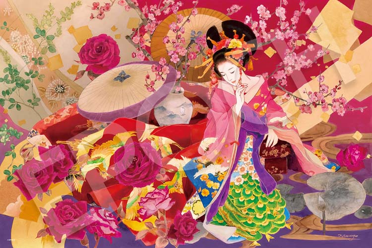 千P⑥12星座女のこ ジグソーパズル 黒縁木額53×79㎝ パネル完成品 EPO