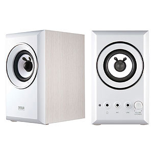 木製2chマルチメディアスピーカー（ホワイト）/MM-SPWD2WH（2本セット