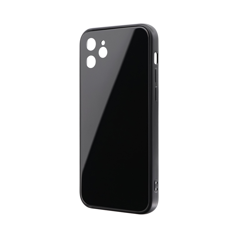 iPhone 12 背面フラットガラスケース「SHELL GLASS Flat」 ブラック