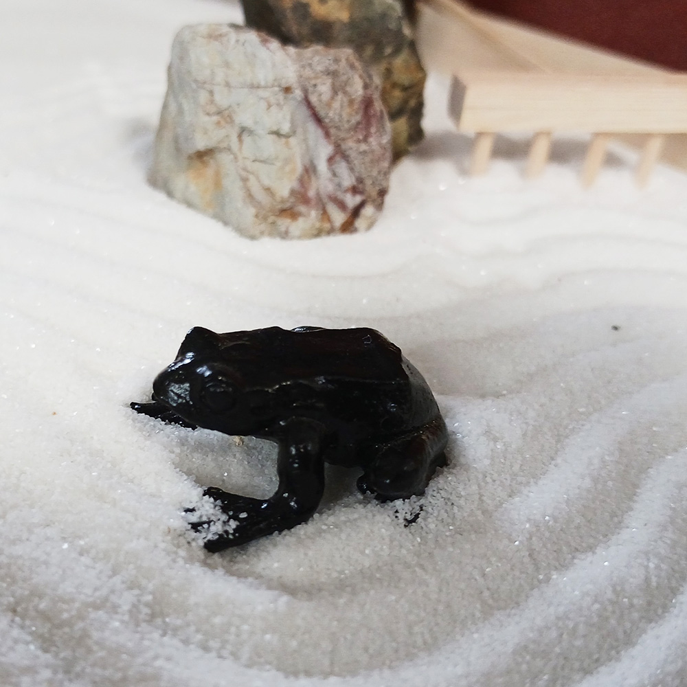 ミニチュア 添配 盆景 蝋型鋳物 銅製 蛙（カエル）オブジェ 枯山水