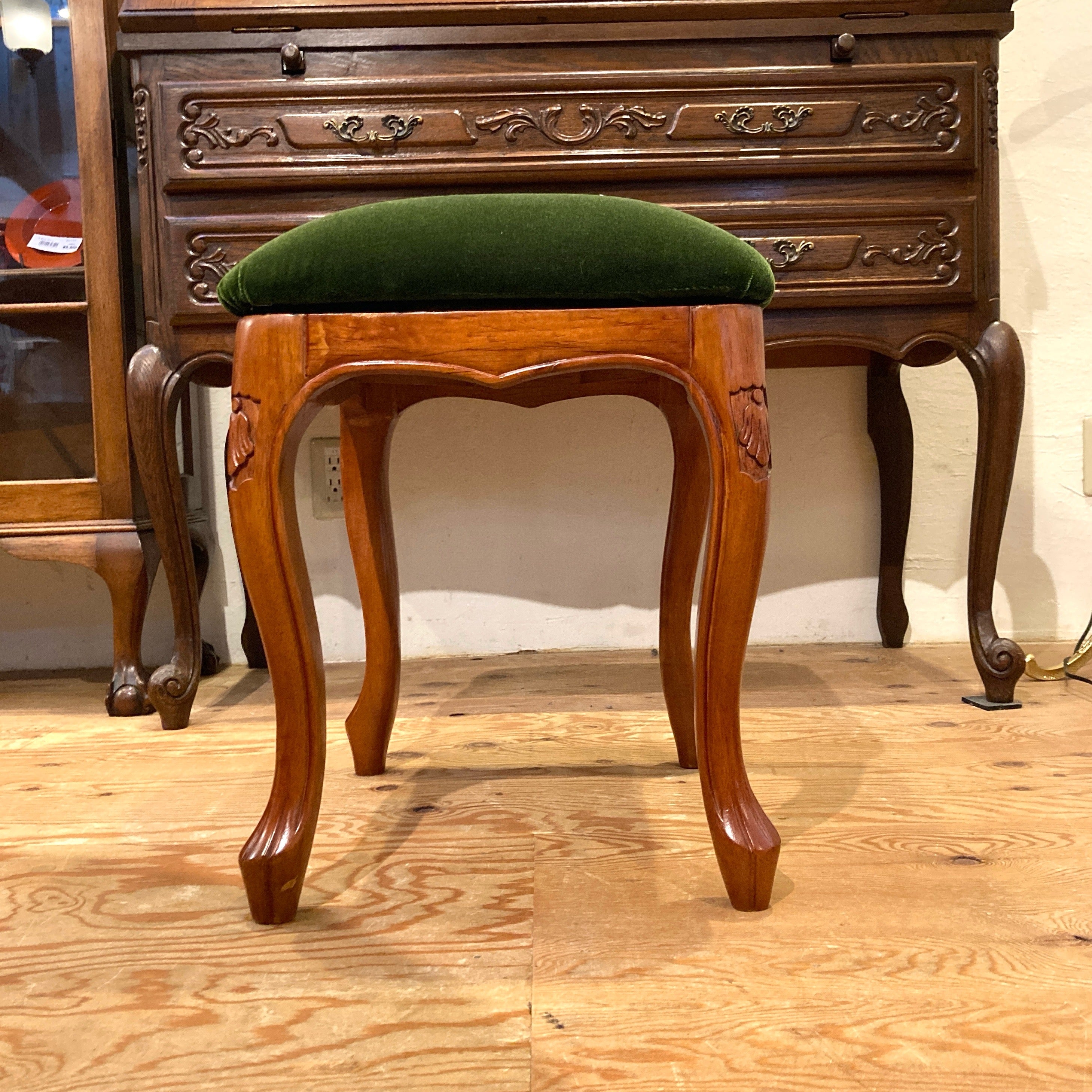 スツール 猫脚 ピアノ椅子 グリーン ヴィンテージ 中古 椅子 チェア