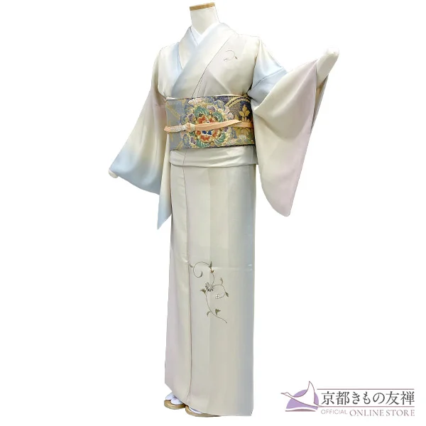 a2211302】訪問着 フルセット 刺繍 京友禅 シルク正絹100％ モダン