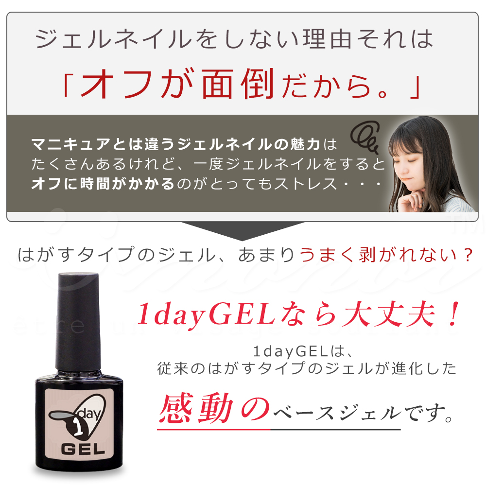 ワンデイジェル ピールオフ 簡単にはがせるベースジェル！剥がした際に