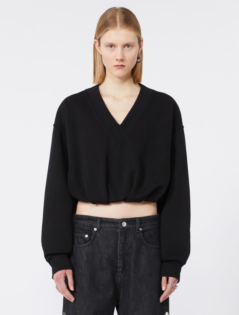 V-neck crop sweatshirt, black | Sportmax
