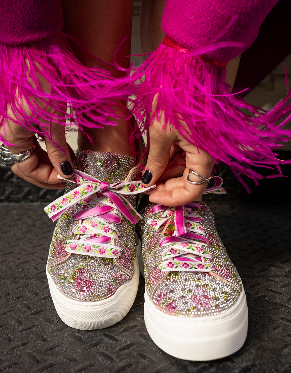 SB-SIDNY FLORAL | Floral Rhinestone Sneaker – Betsey Johnson