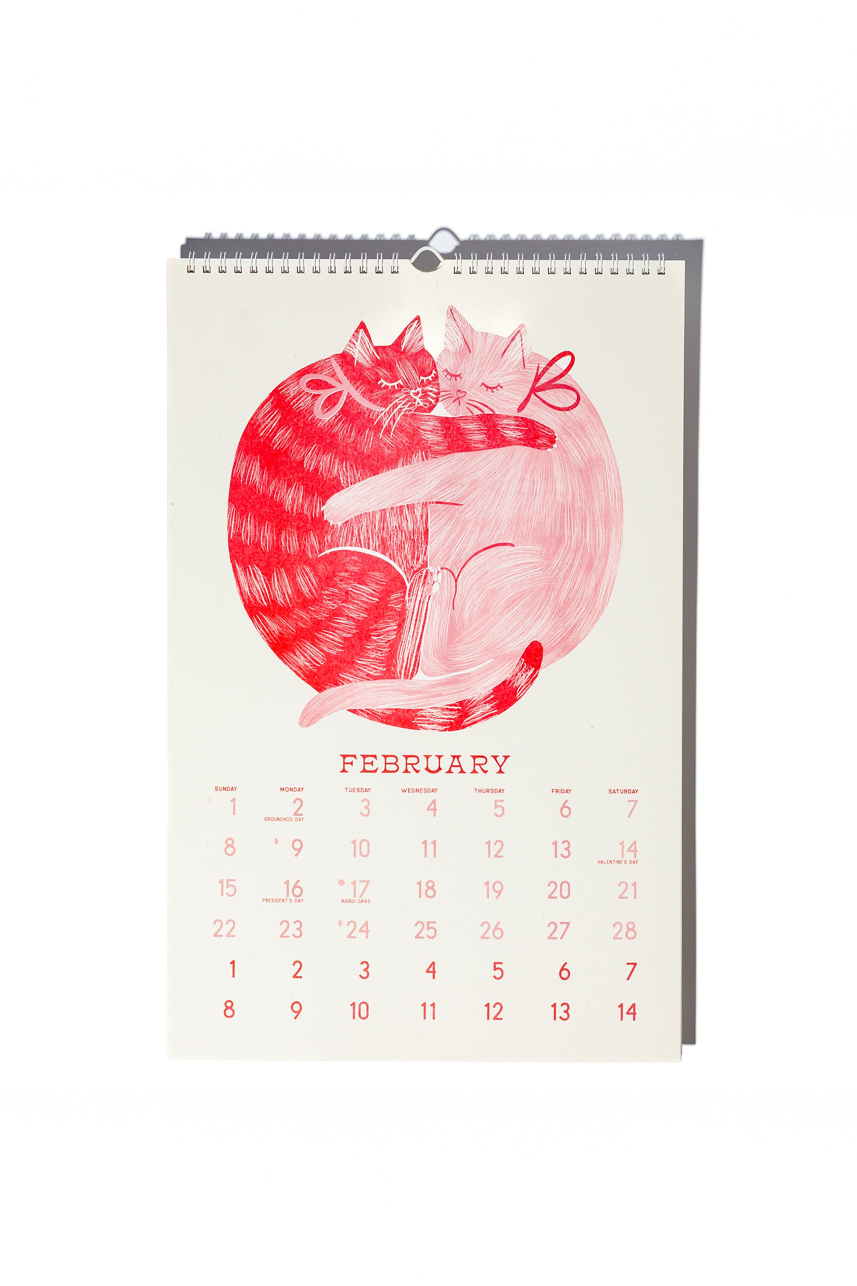 2026 Limited Edition Risograph Wall Cat Calendar - Butterfly Days