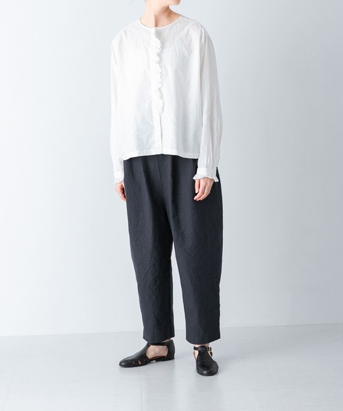 かぐれ（カグレ）の「コットンリネンフリルブラウス（シャツ/ブラウス