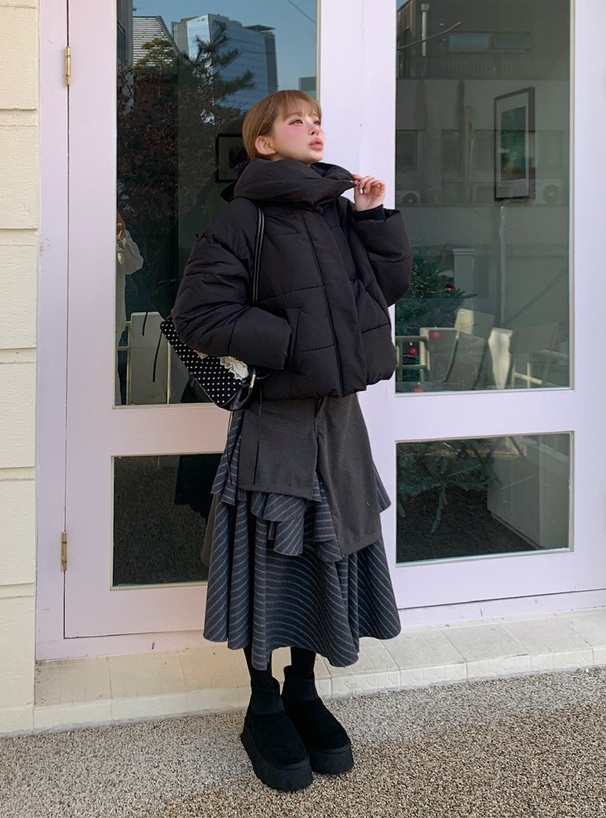 ビッグカラー中綿ダウンジャケット[kd64] | レディースファッション