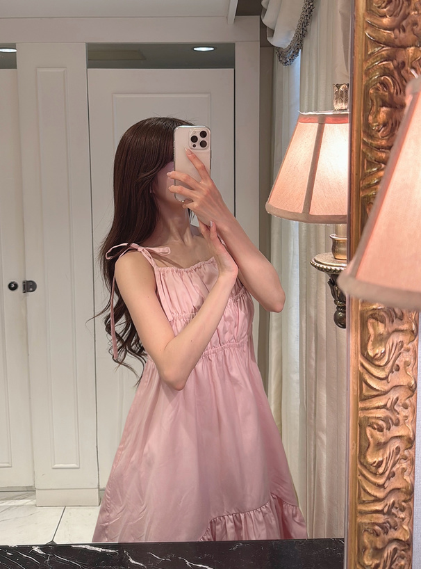 リボンストラップギャザーキャミワンピース[tg671] | レディース