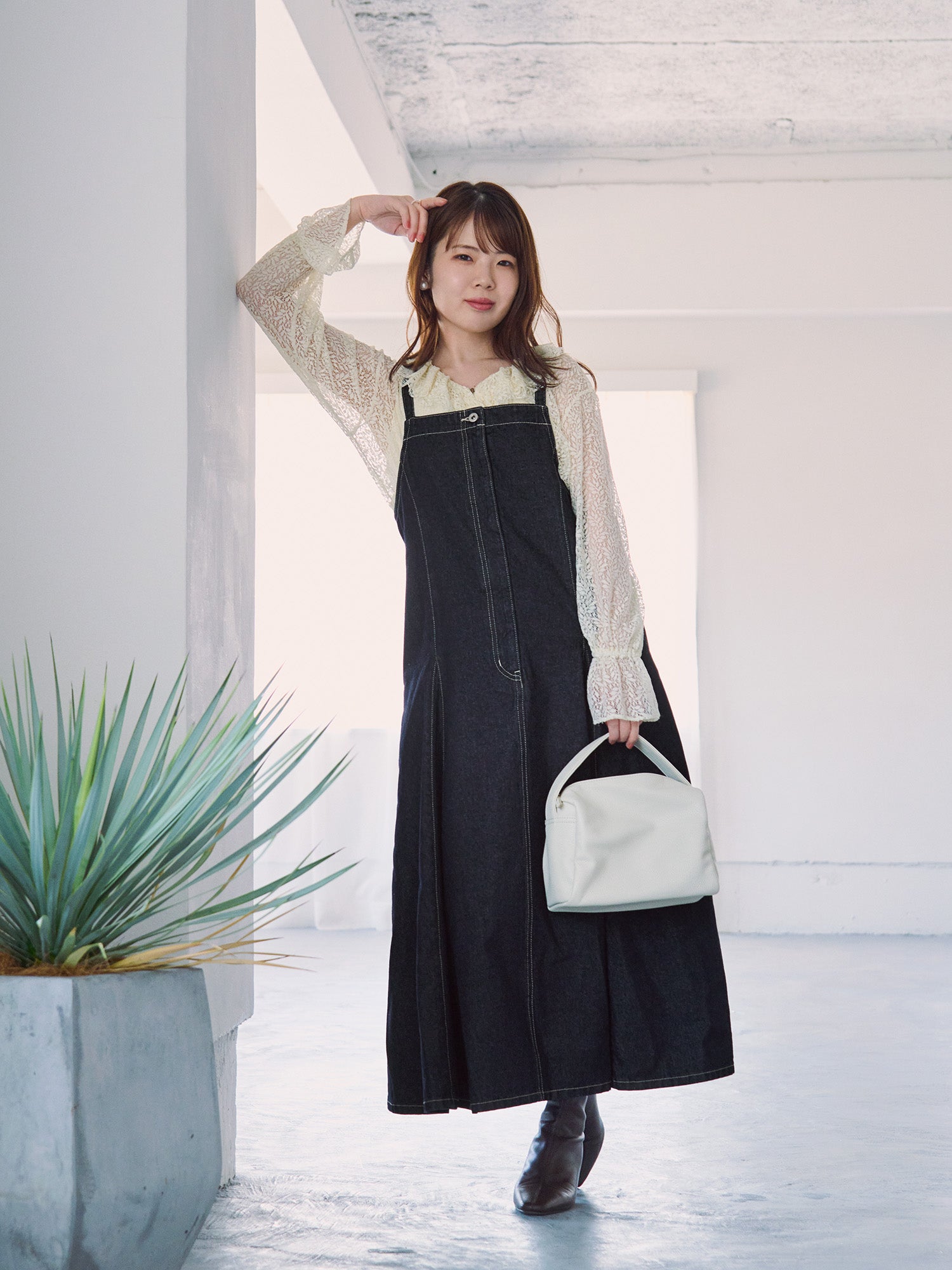 セットバックスクエアトゥショートブーツ | 小柄・低身長女性向け