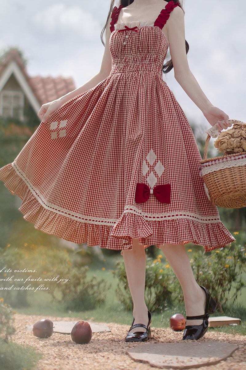 赤ずきんちゃん ギンガムチェックジャンパースカート・ブラウスセット