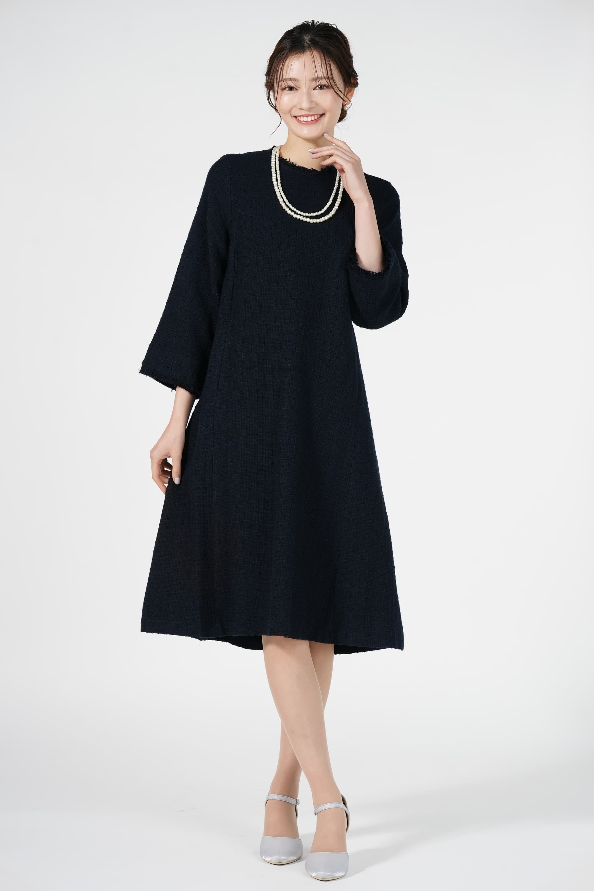 UNITED ARROWS green label relaxing フリンジツイードネイビー