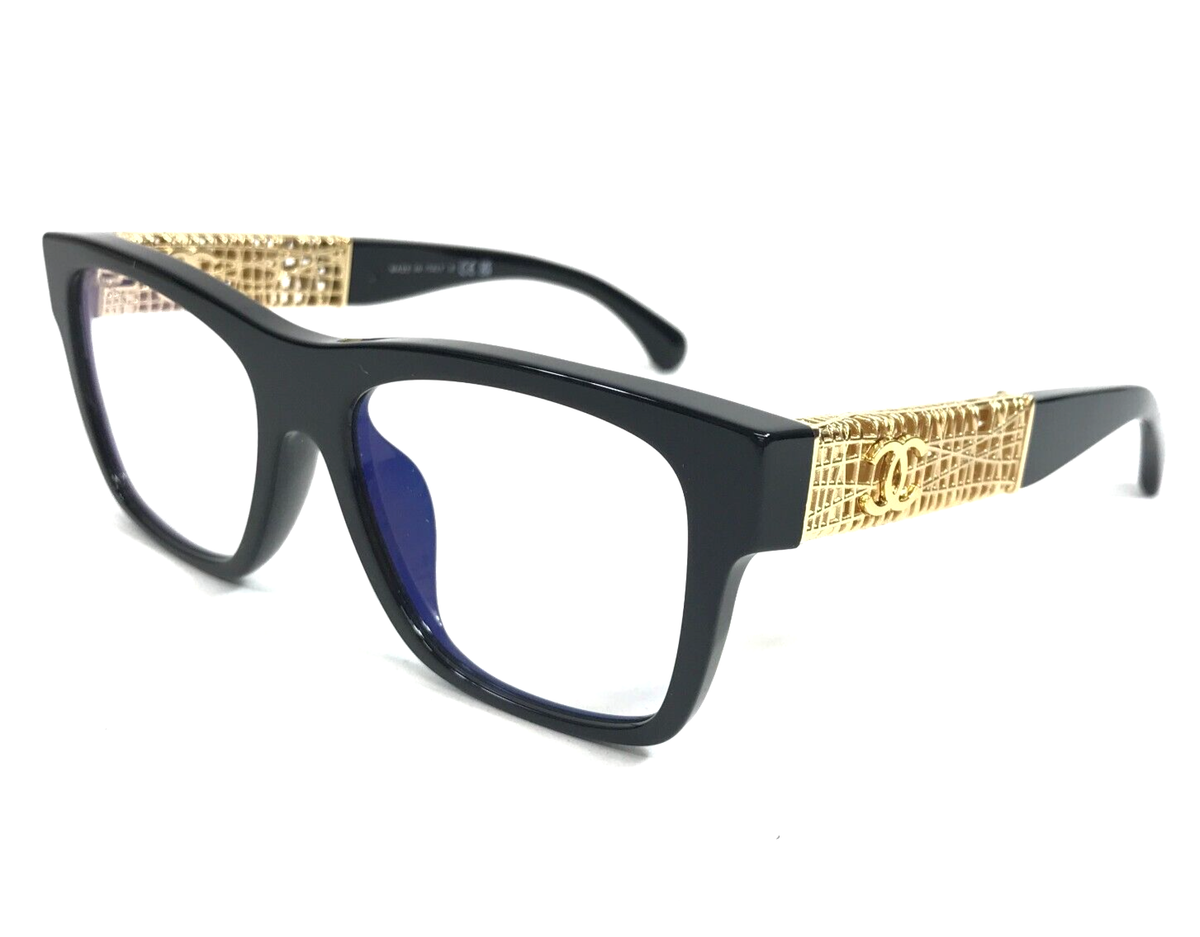 Chanel Eyeglasses Frames 3478-S-A c.622/SB Black Square Gold Full