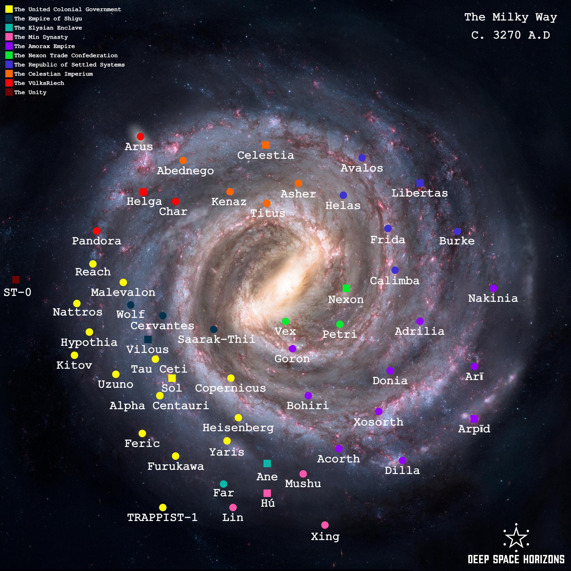西暦3270年頃の天の川銀河の地図（ディープスペースホライズンズ） : r