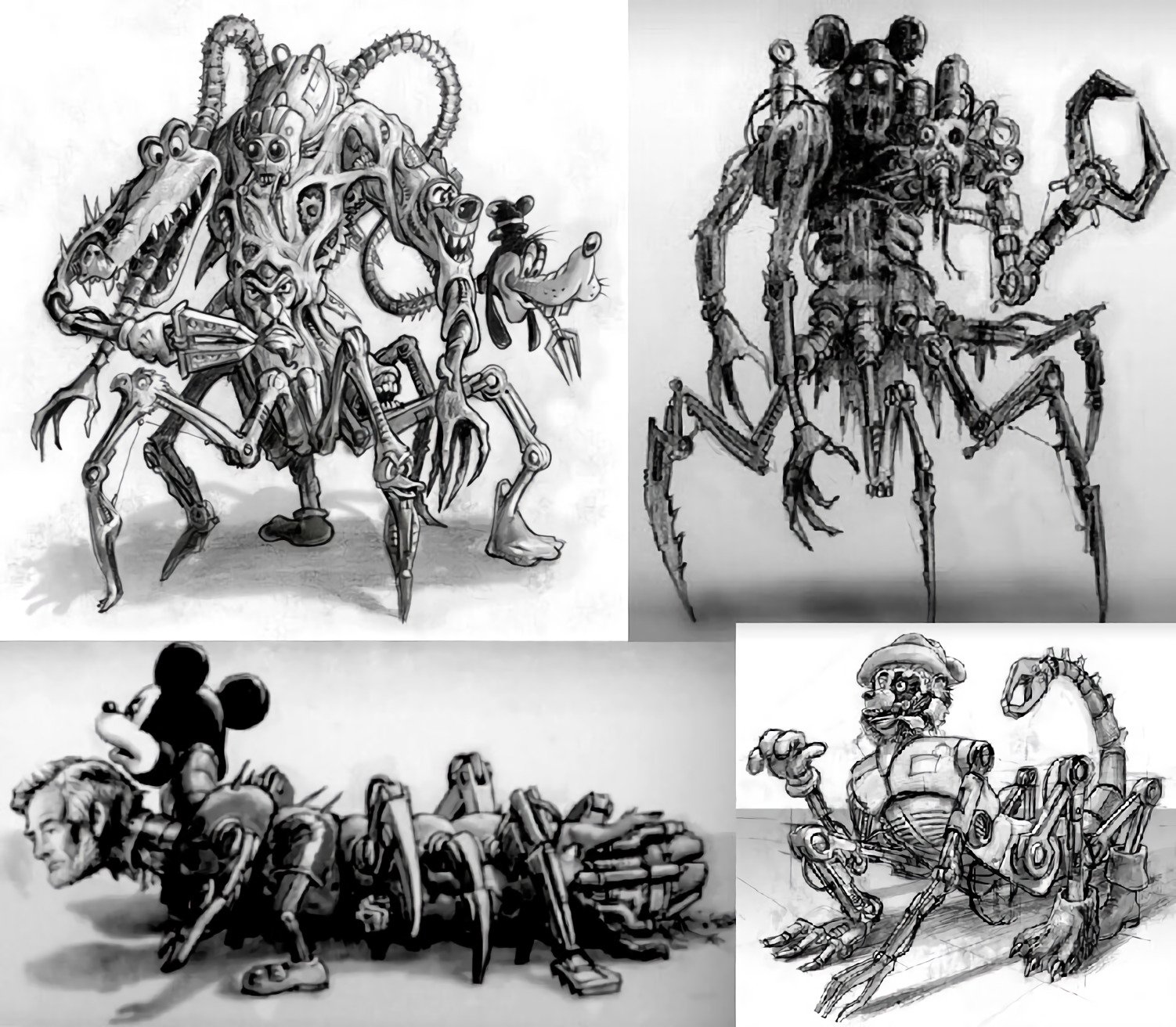 これは、Epic Mickeyの初期コンセプトアートです。 : r/oddlyterrifying