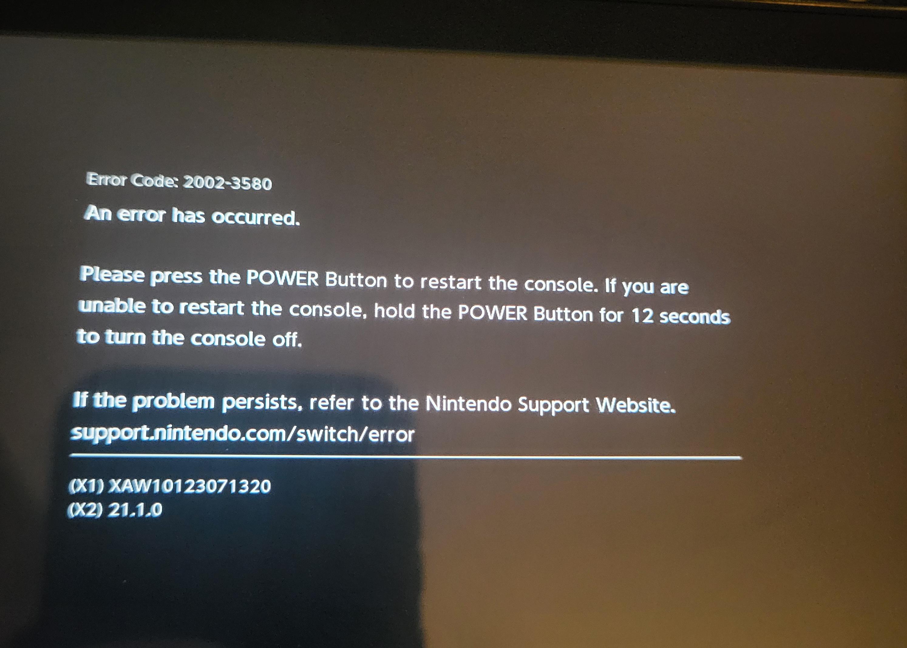 I keep getting error code 2002-3580 no matter what I do. Is my