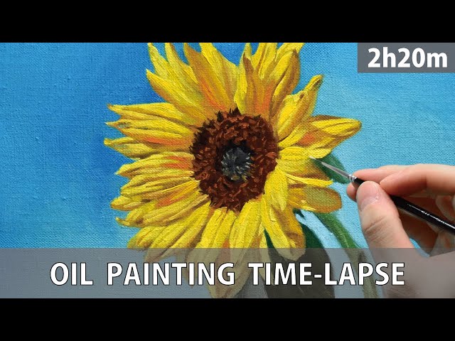 油絵]2時間20分で描くリアルなヒマワリのメイキング | 描き方 | Oil