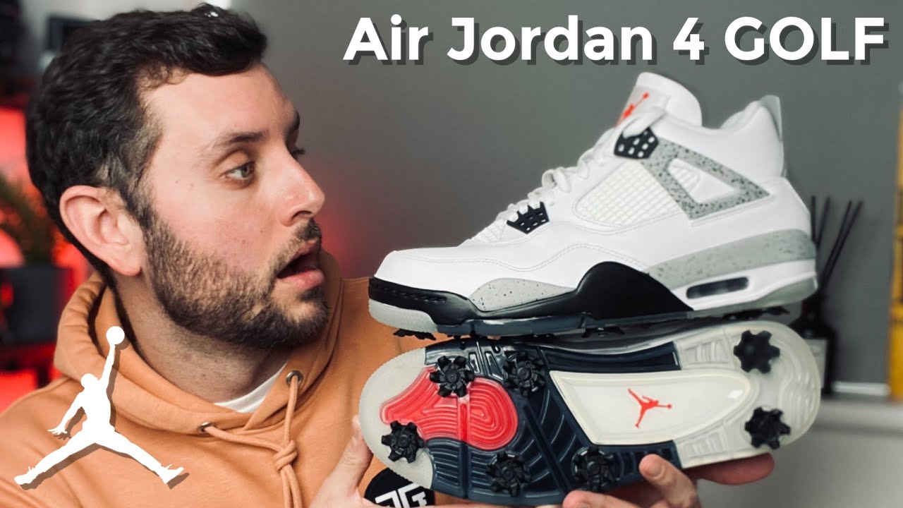 Air Jordan 4 White Cement Golf Shoes | FIRST LOOK IN HAND!!! - YouTube