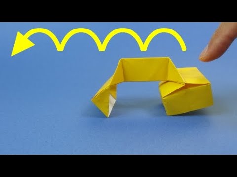 折り紙おもちゃ「走るパワーショベル」Origami Toy 