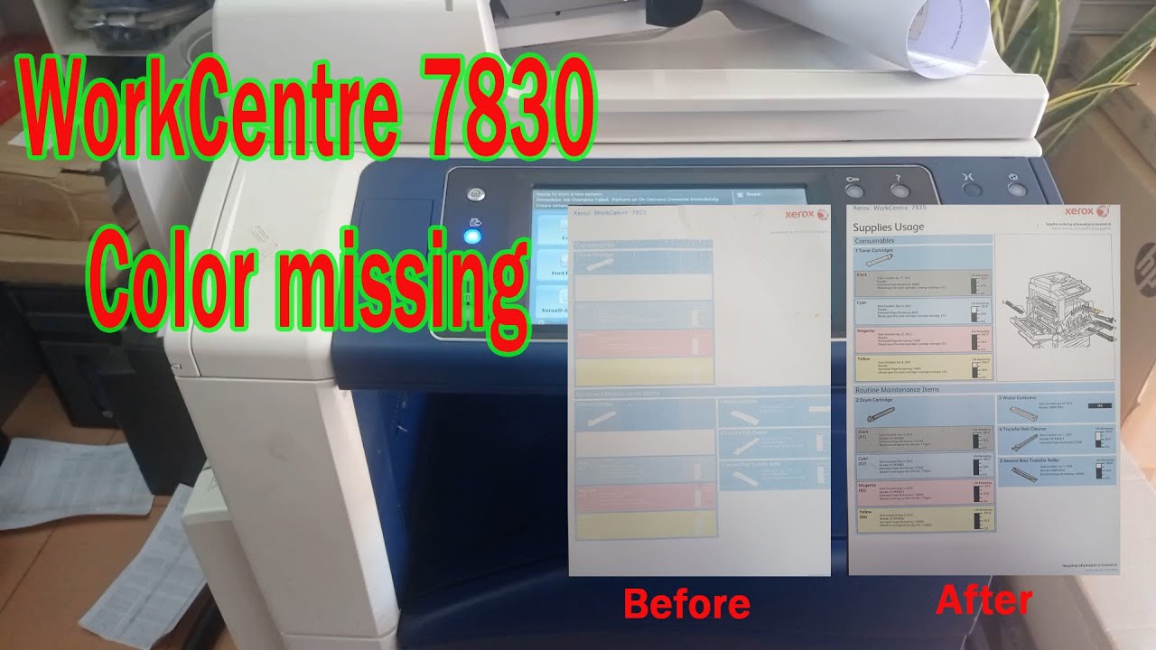 Xerox WorkCente 7830 Color missing fix - YouTube