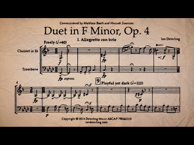 Eb Clarinet and Trombone Duet in F Minor, Op. 4 - YouTube