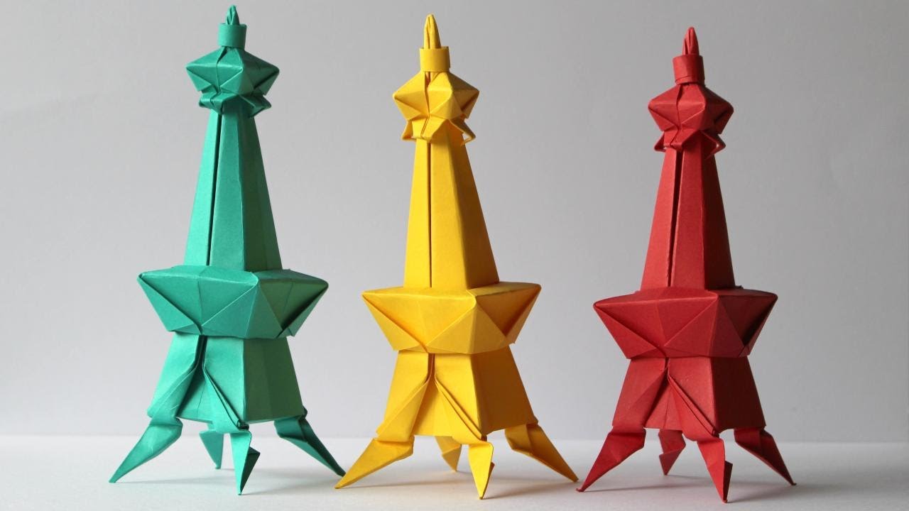 折り紙 【通天閣】オリジナル工作 簡単な折り方の組み合わせて作れる