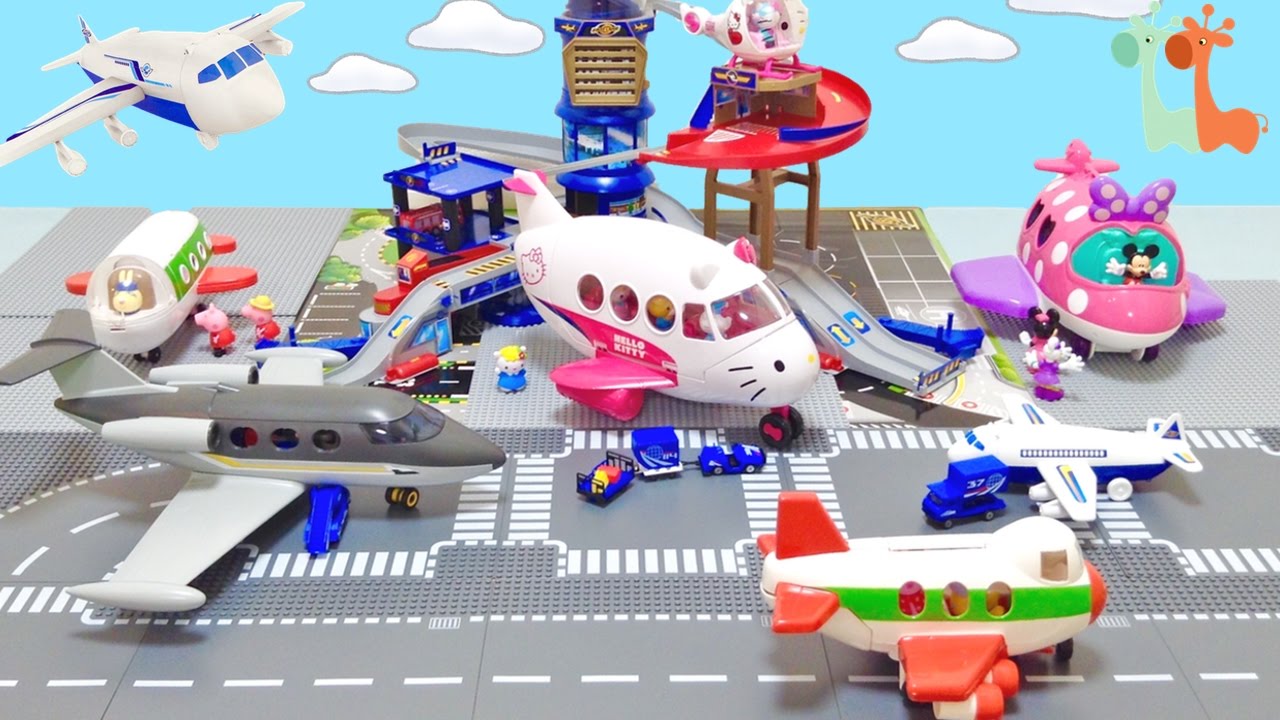 Fast Lane Airport Playset and Hello Kitty Jet Plane , Minnie Mouse