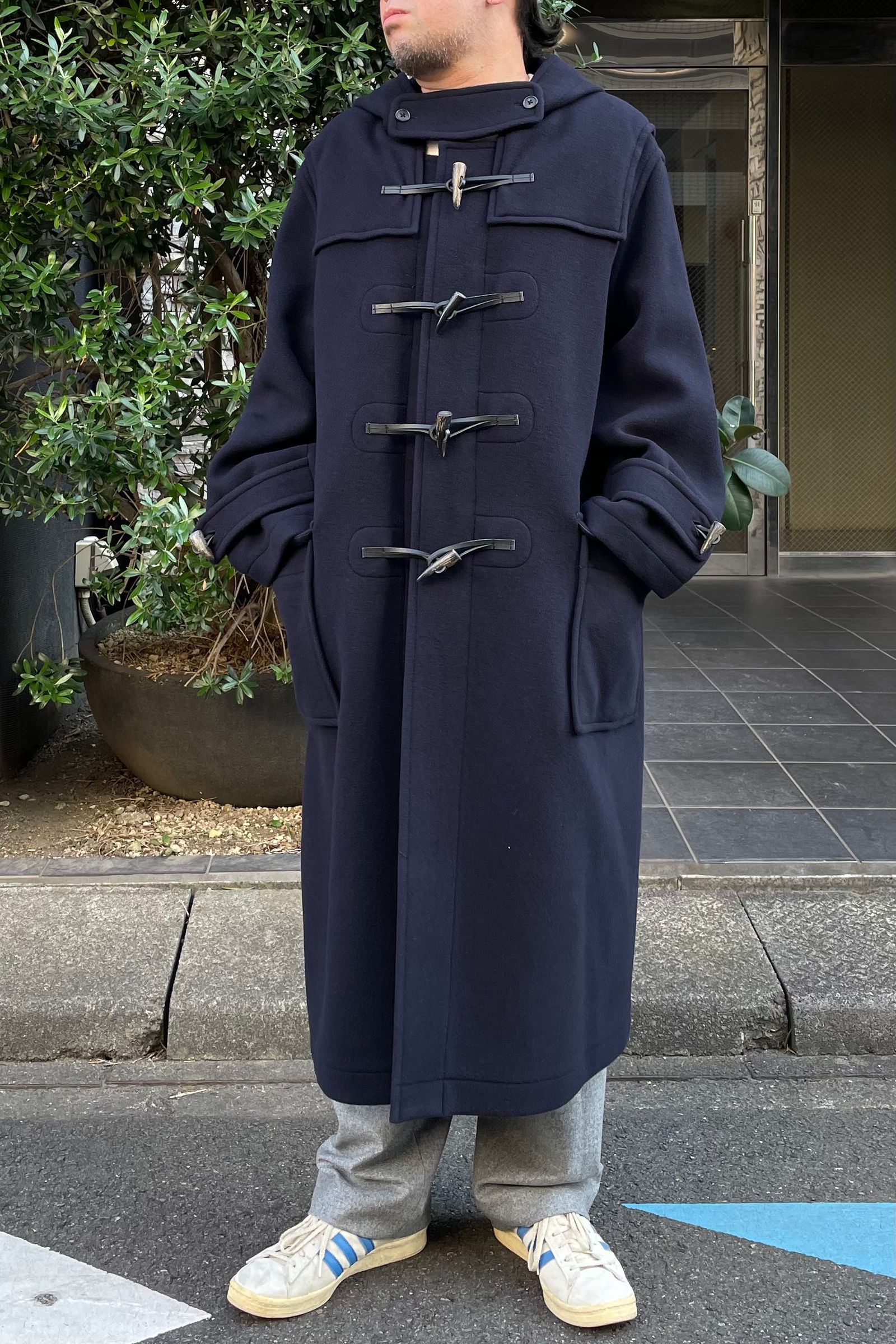 モンゴメリー ロング ダッフルコート ヘリンボーン ネイビー