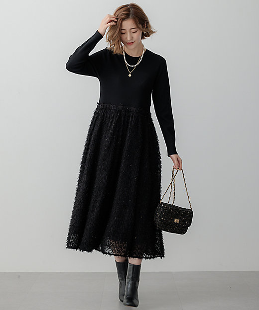 滝沢眞規子さん着用／一部店舗限定／洗える】ニットコンビジャカード