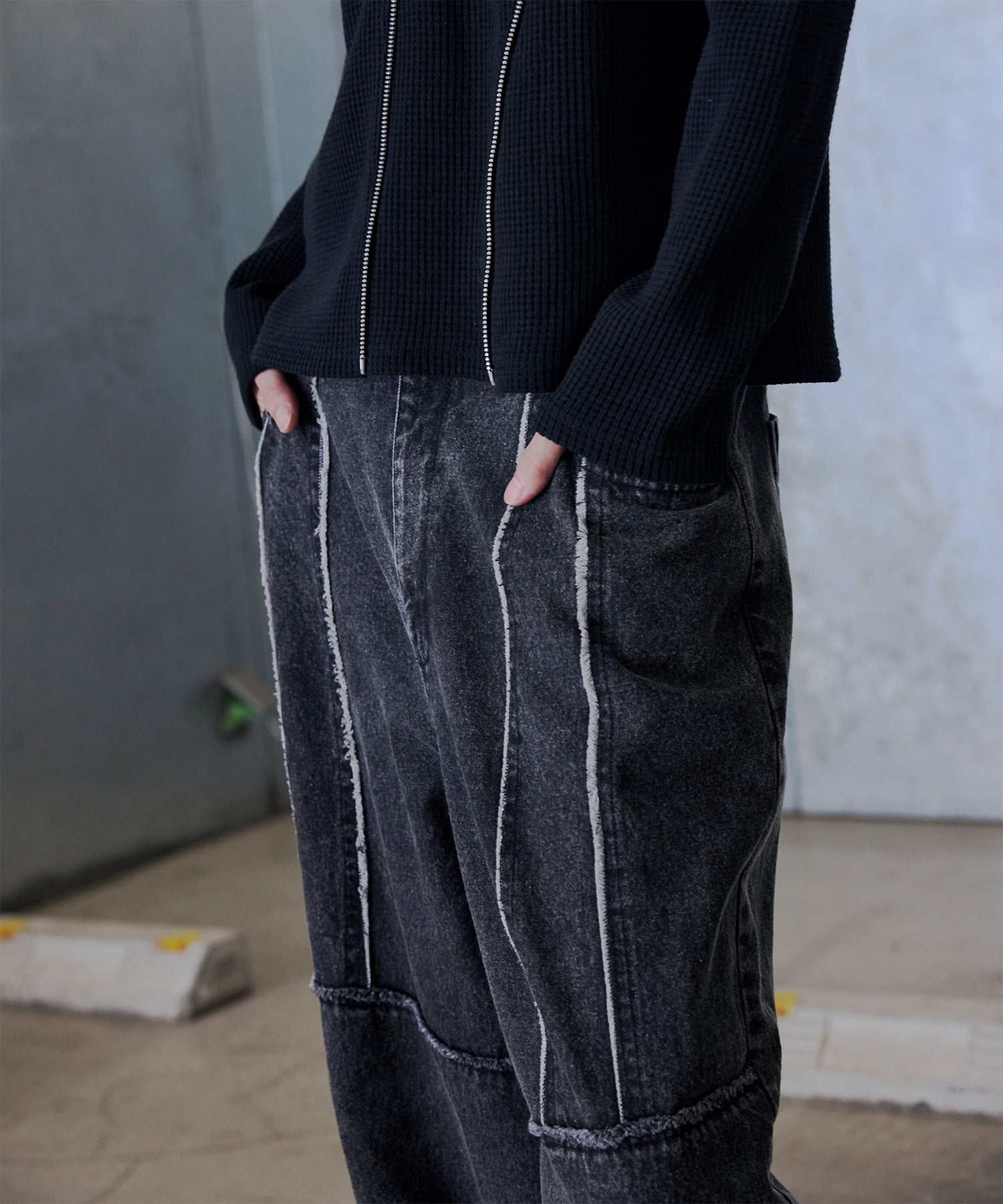 Zipped-Slit Baggy Denim – Jent Louis