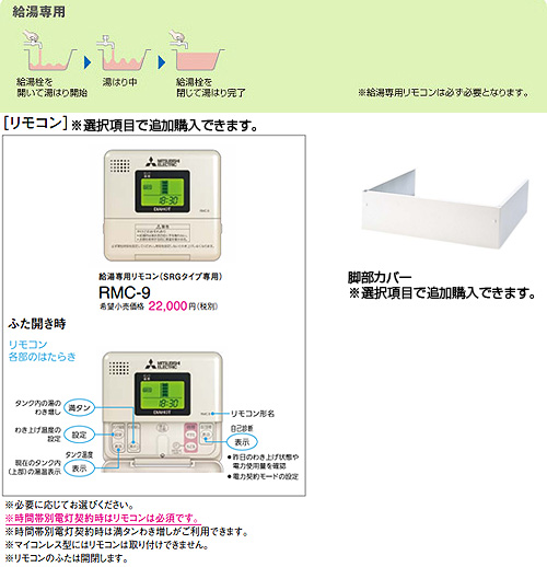 SRG-201G｜三菱電機｜○電気温水器[ダイヤホット][給湯専用][200L][角