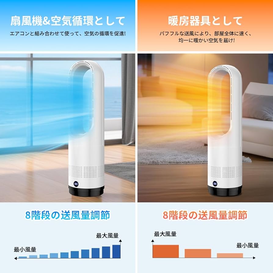 Amazon | セラミックヒーター タワーファン ファンヒーター スリム
