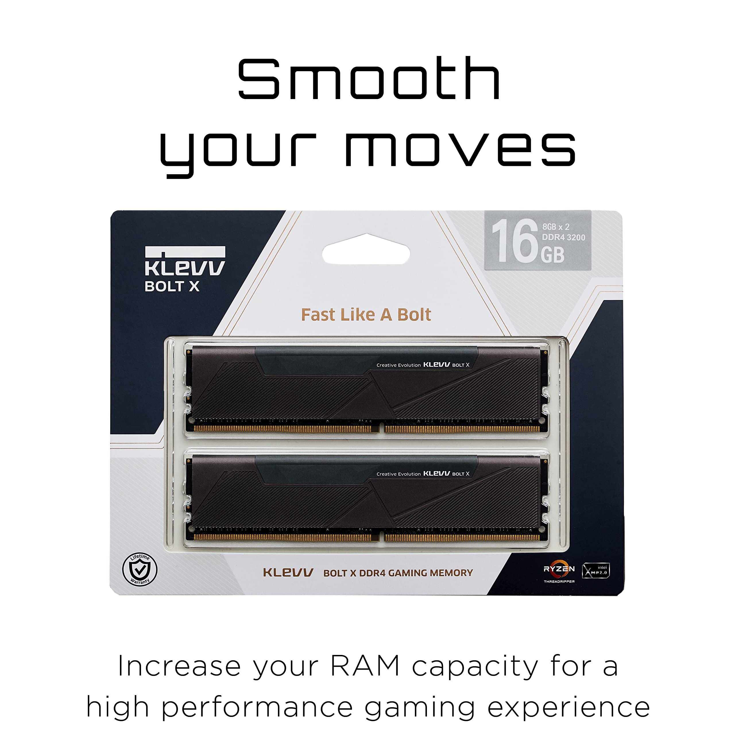 KLEVV Bolt X DDR4 16GB (2x8GB) 3200MHz CL16 1.35V Gaming Desktop