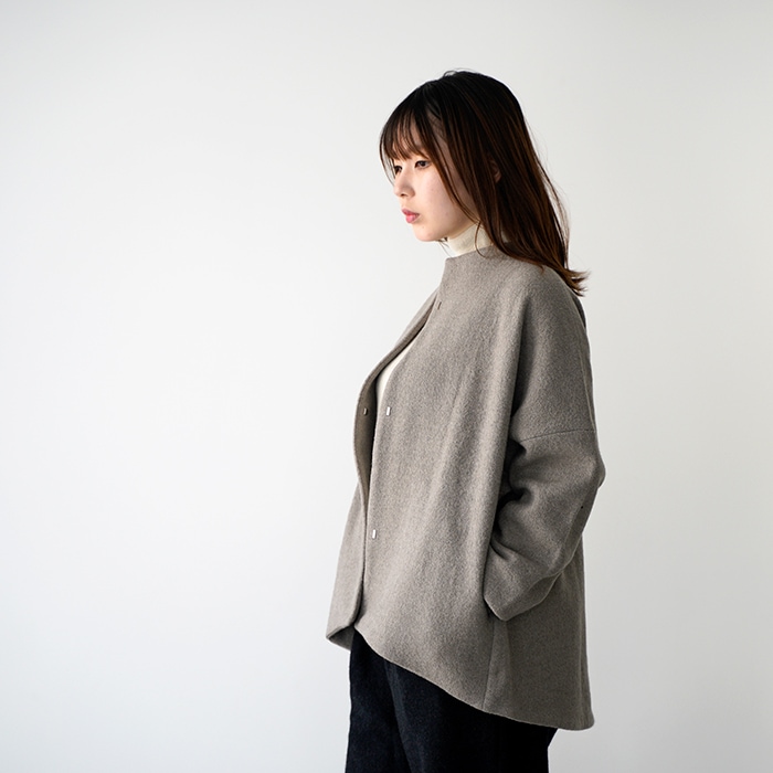 evam eva エヴァムエヴァ プレスウール ショート コート press wool