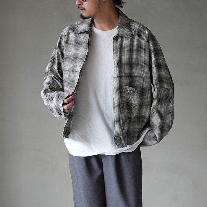□(anc-sh53-c) / ANCELLM (アンセルム) / OMBRECHECK SHORT ZIPUP