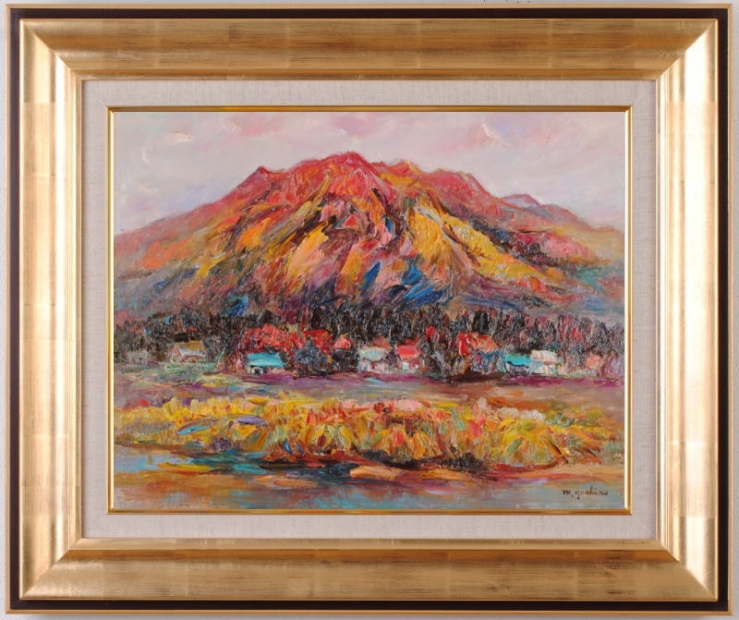 油絵の絵画で吉野正明が描いた阿蘇の絵の油絵「根子岳秋色」を購入