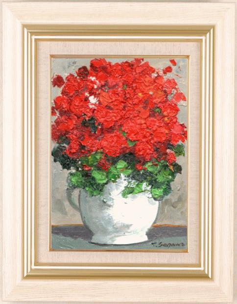 油絵の絵画で瀬川竜夫が描いた花の絵の油絵「赤い花」をご購入