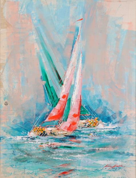 海の絵画をアクリル画で描いたケリー・ハーレムの海の絵「アッパー